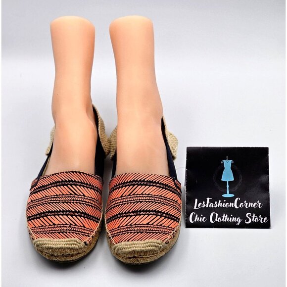 Coach Women's Coral/Blue Rayanne Sling Flat Espadrille Size 9B 336 - Picture 8 of 14